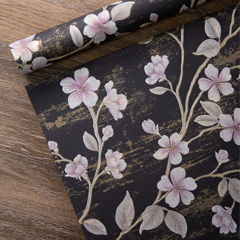 Опаковъчна хартия за подаръци с релефни флорални мотиви в ретро стил, специална хартия; толеранс ±2 см; подаръчна опаковка