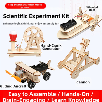 Medinis mokslinių eksperimentų rinkinys DIY fiziniams išradimams, neelektrinis, daugiafunkcinis, amžius 7-14 metų