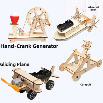 Medinis mokslinių eksperimentų rinkinys DIY fiziniams išradimams, neelektrinis, daugiafunkcinis, amžius 7-14 metų