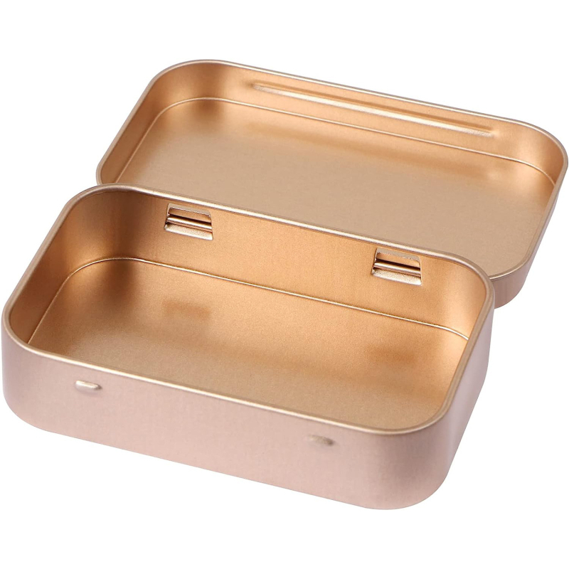 Мини флип метална кутия за бижута и опаковки, квадратна, цинкова ламарина, печат с четири цвята, отпечатано лого, персонализирани размери