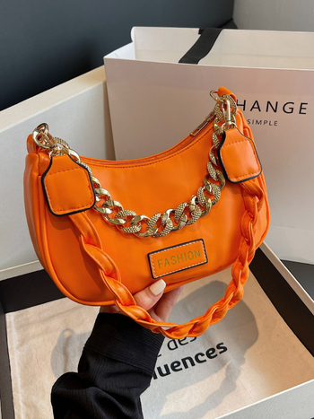 Geantă de umăr — Simplitate urbană; Material PU; Formă tip pernă; Închidere cu fermoar; Căptușeală PU