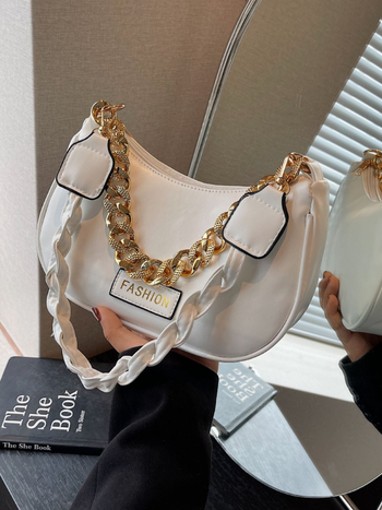 Geantă de umăr — Simplitate urbană; Material PU; Formă tip pernă; Închidere cu fermoar; Căptușeală PU