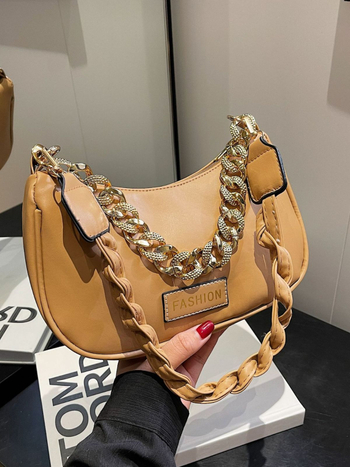 Geantă de umăr — Simplitate urbană; Material PU; Formă tip pernă; Închidere cu fermoar; Căptușeală PU