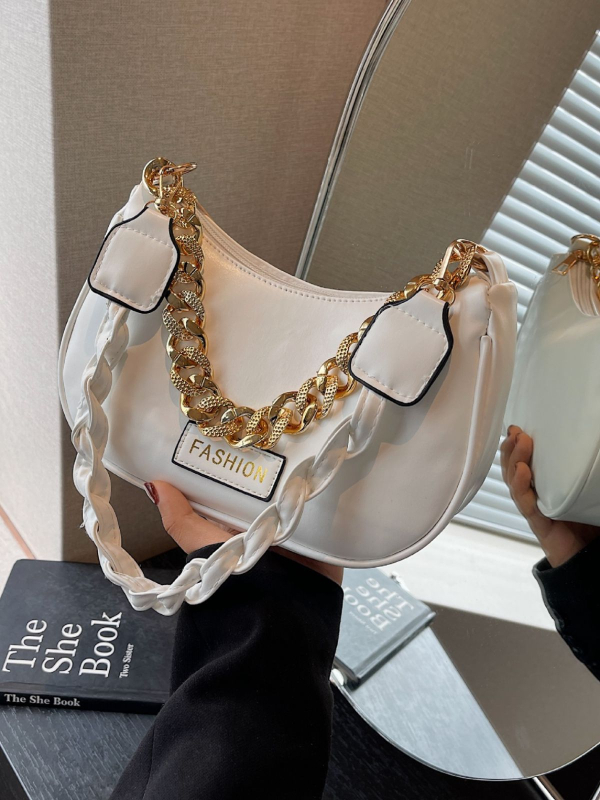 Geantă de umăr — Simplitate urbană; Material PU; Formă tip pernă; Închidere cu fermoar; Căptușeală PU