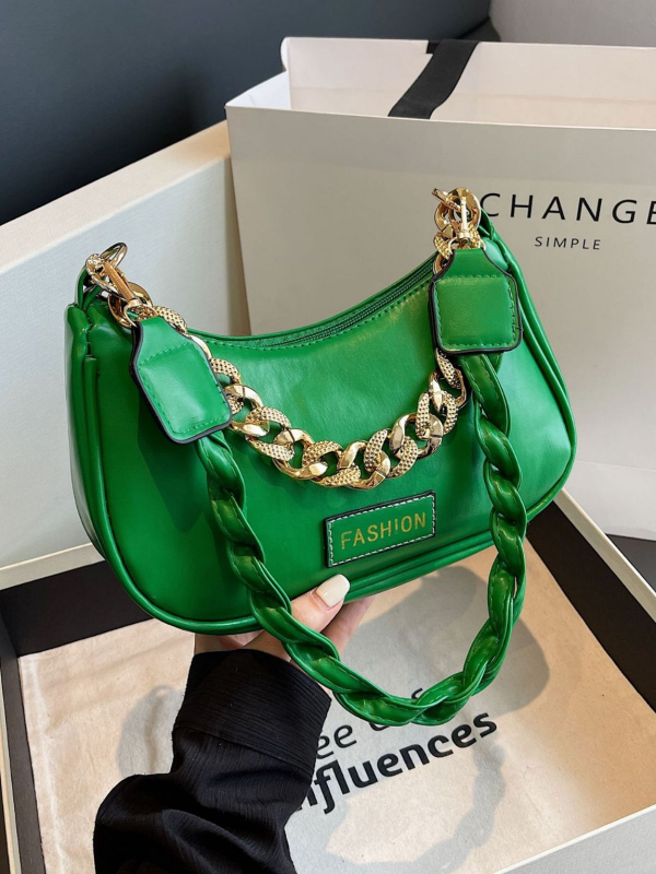 Geantă de umăr — Simplitate urbană; Material PU; Formă tip pernă; Închidere cu fermoar; Căptușeală PU