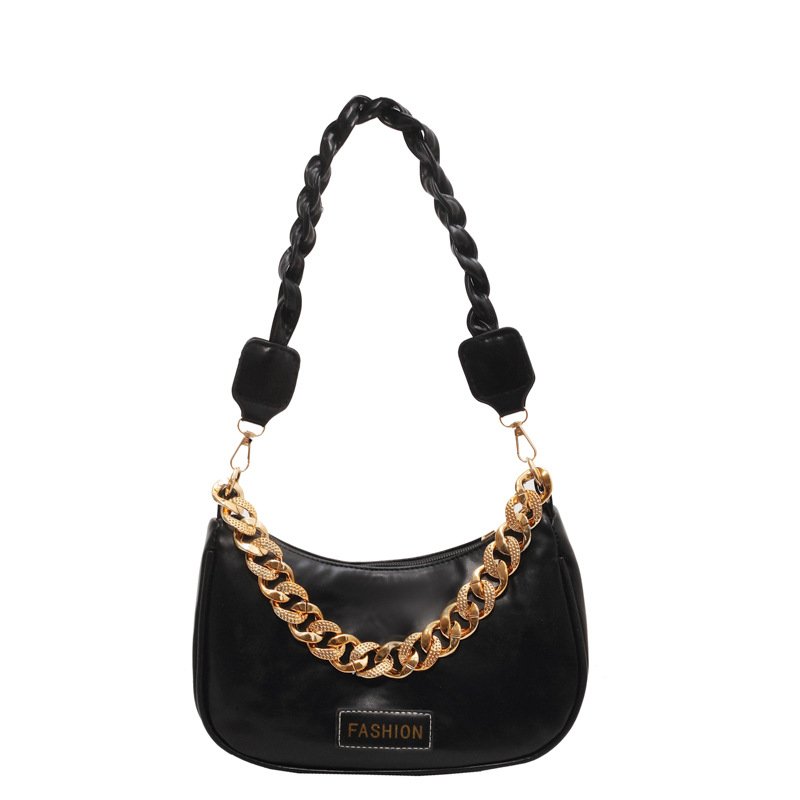 Geantă de umăr — Simplitate urbană; Material PU; Formă tip pernă; Închidere cu fermoar; Căptușeală PU