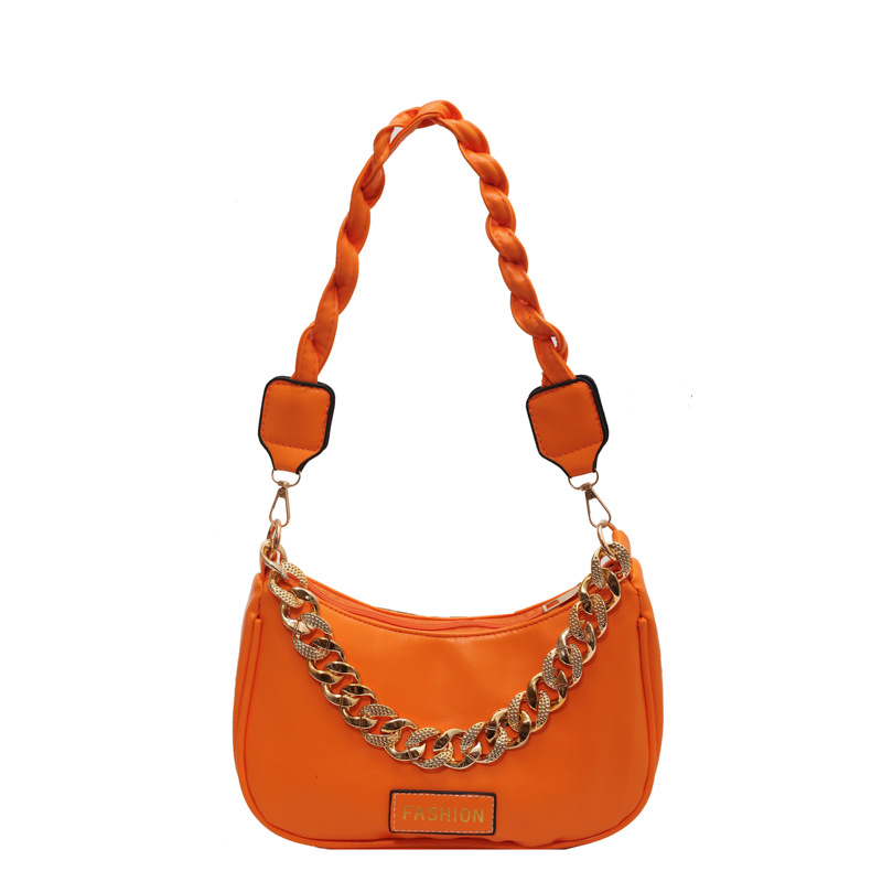 Geantă de umăr — Simplitate urbană; Material PU; Formă tip pernă; Închidere cu fermoar; Căptușeală PU