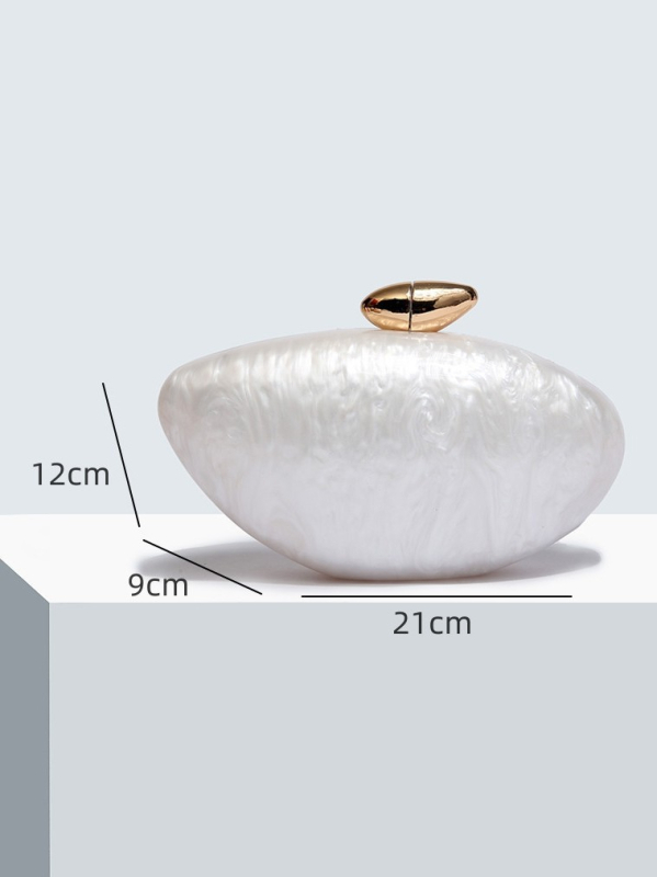 Geantă de umăr din acril, stil european și american, formă ovală asemănătoare oului, închidere magnetică, buzunar pentru telefon