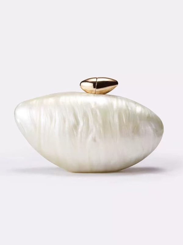 Geantă de umăr din acril, stil european și american, formă ovală asemănătoare oului, închidere magnetică, buzunar pentru telefon