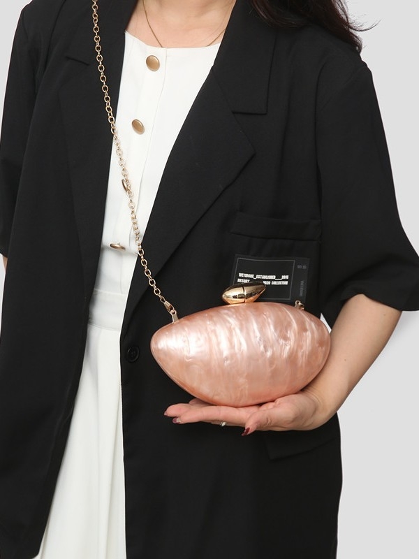 Geantă de umăr din acril, stil european și american, formă ovală asemănătoare oului, închidere magnetică, buzunar pentru telefon