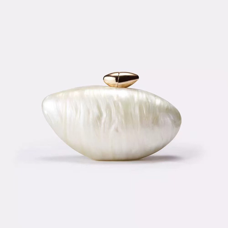 Geantă de umăr din acril, stil european și american, formă ovală asemănătoare oului, închidere magnetică, buzunar pentru telefon