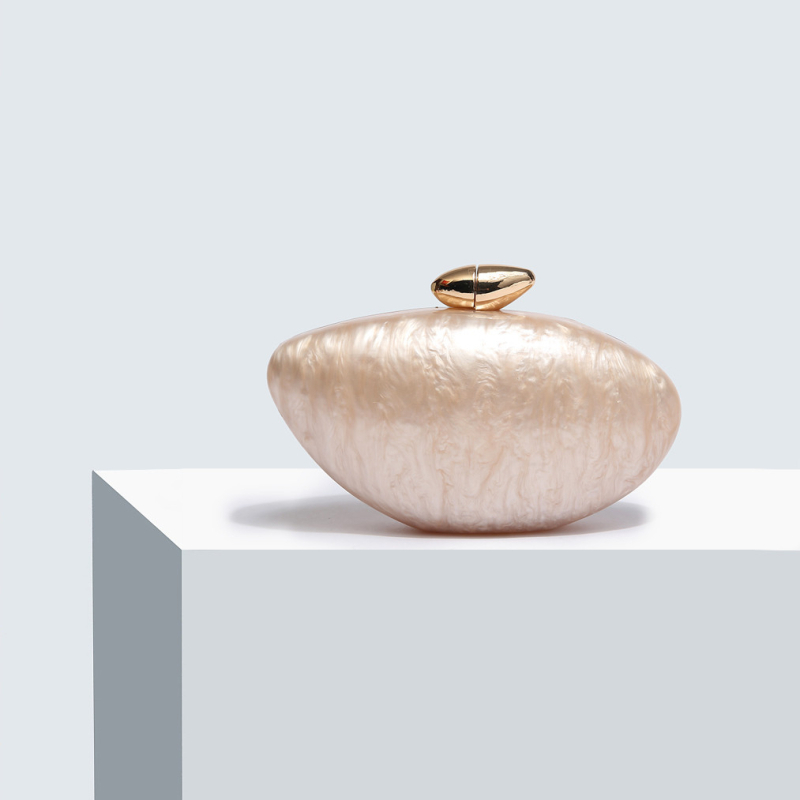 Geantă de umăr din acril, stil european și american, formă ovală asemănătoare oului, închidere magnetică, buzunar pentru telefon