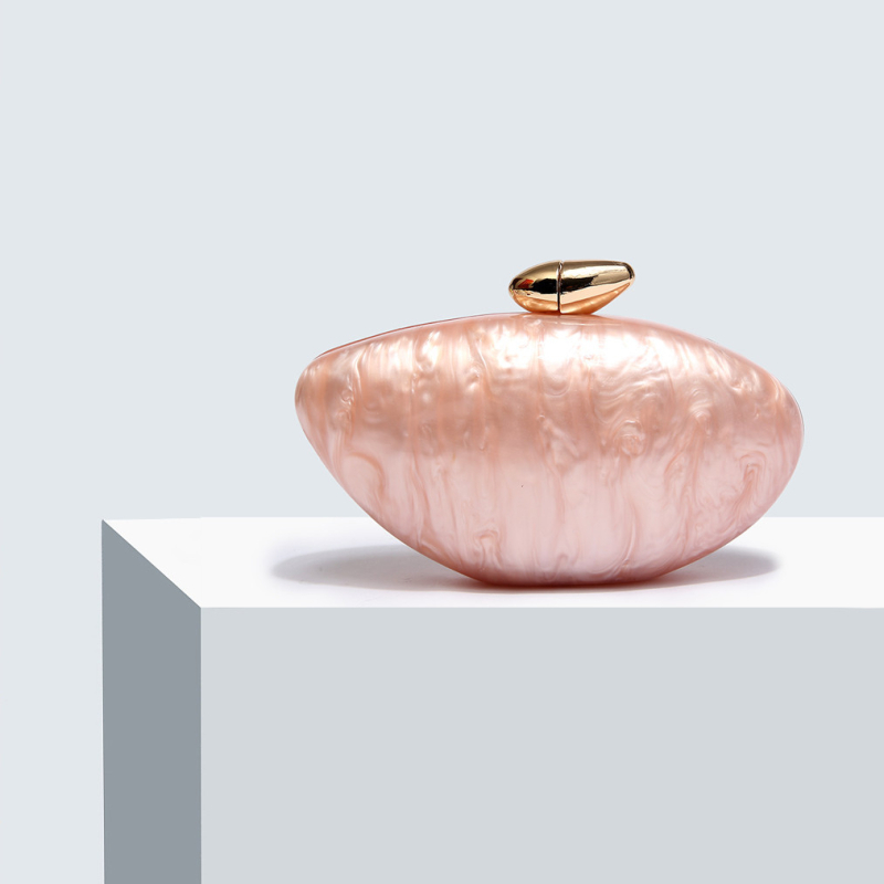 Geantă de umăr din acril, stil european și american, formă ovală asemănătoare oului, închidere magnetică, buzunar pentru telefon