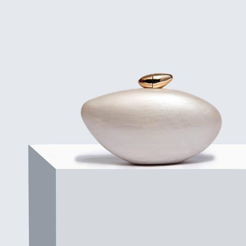 Geantă de umăr din acril, stil european și american, formă ovală asemănătoare oului, închidere magnetică, buzunar pentru telefon