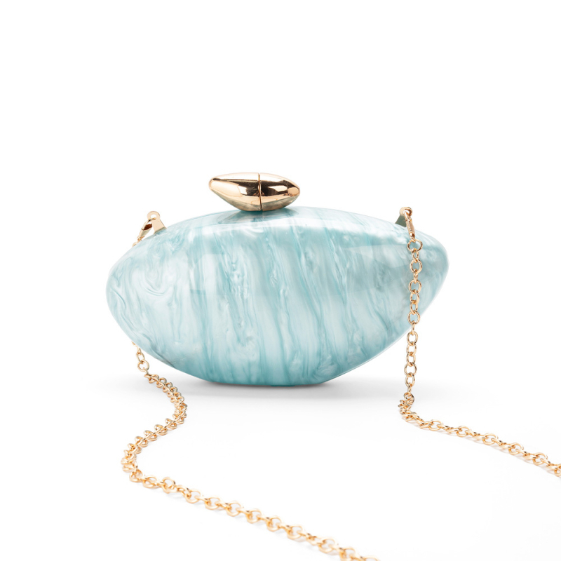 Geantă de umăr din acril, stil european și american, formă ovală asemănătoare oului, închidere magnetică, buzunar pentru telefon