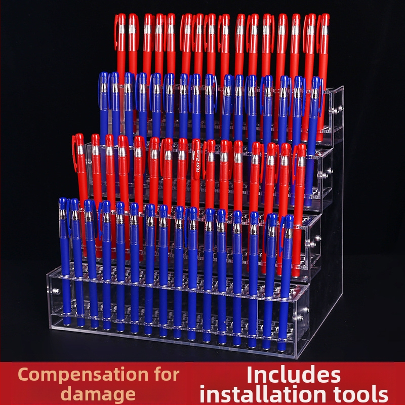 Акрилен дисплей за фиби за коса с многослоен държач – пластмасова конструкция; 1–4 слоя; 48/96/144/192 дупки