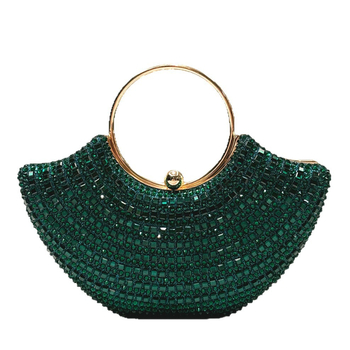 Τσαντάκι βραδινής μόδας με κρύσταλλα, τύπος box, σχήμα κοχύλι, κλείσιμο με κλειδαριά, σκληρό σώμα, εξωτερικό και εσωτερικό από πολυεστέρα, άνοιξη 2025