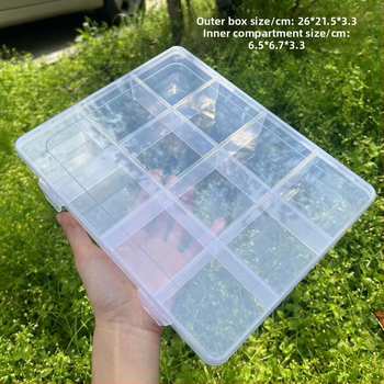 Κιβώτιο αποθήκευσης γραφείου με 12 διαμερίσματα για κάρτες, PP πλαστικό, διαφανές, με διαχωριστικά, δυνατότητα στοίβαξης, χωρητικότητα 1,6 L