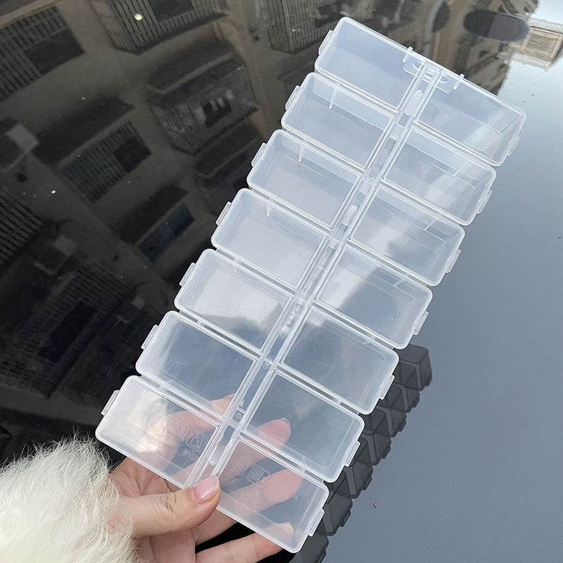 Десктоп кутия за съхранение с 12 отделения и слот за карти, PP пластмаса, прозрачно, с разделители, прахоустойчива, капацитет 1,6 л