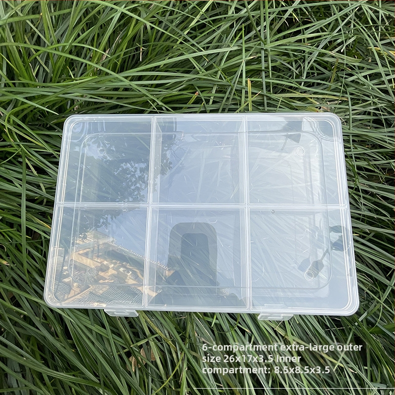 Десктоп кутия за съхранение с 12 отделения и слот за карти, PP пластмаса, прозрачно, с разделители, прахоустойчива, капацитет 1,6 л