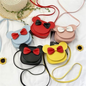 Παιδική PU crossbody τσάντα με φιόγκο, σχέδιο Κινούμενων Σχεδίων για νηπιαγωγείο