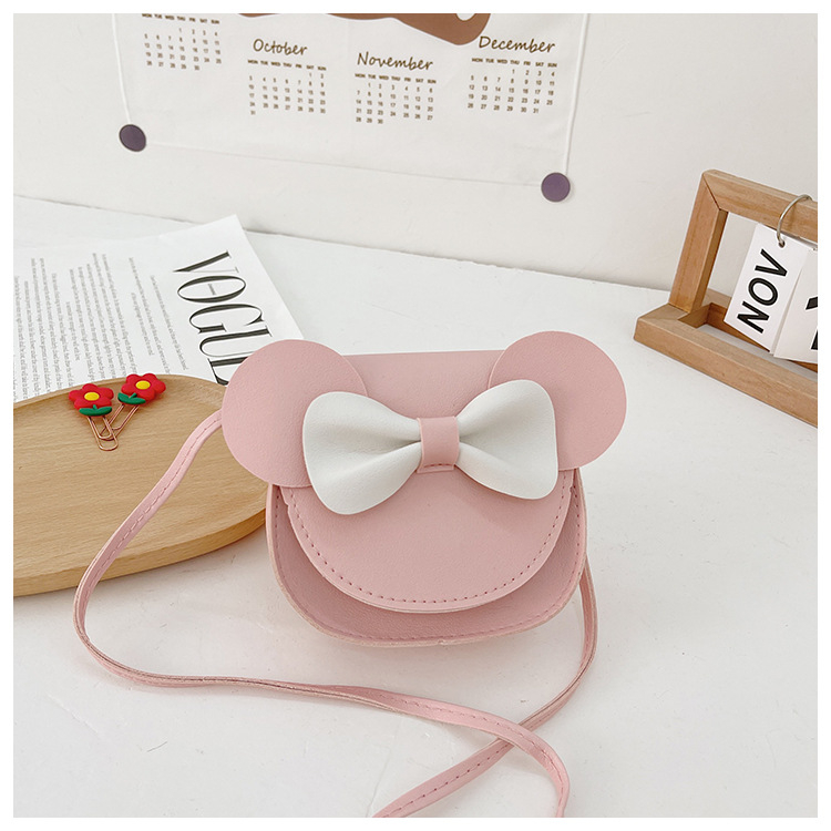 Παιδική PU crossbody τσάντα με φιόγκο, σχέδιο Κινούμενων Σχεδίων για νηπιαγωγείο