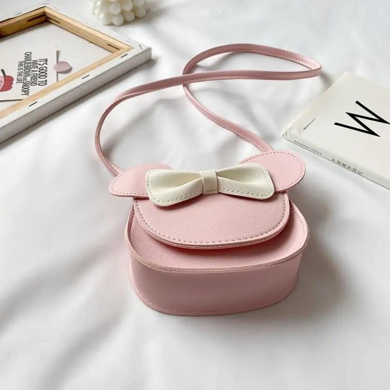 Детска PU кръстосана чанта през рамо с панделка и анимационен принт за детска градина