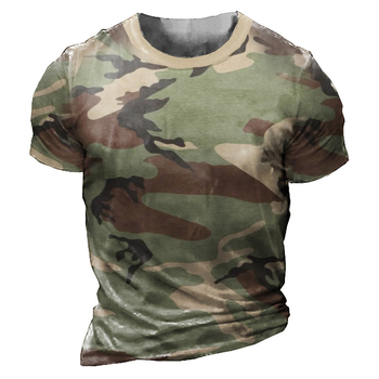 T shirt širokog kroja s 3D kamuflažnim printom, kratki rukavi, okrugli izrez, poliester materijal, digitalni tisak