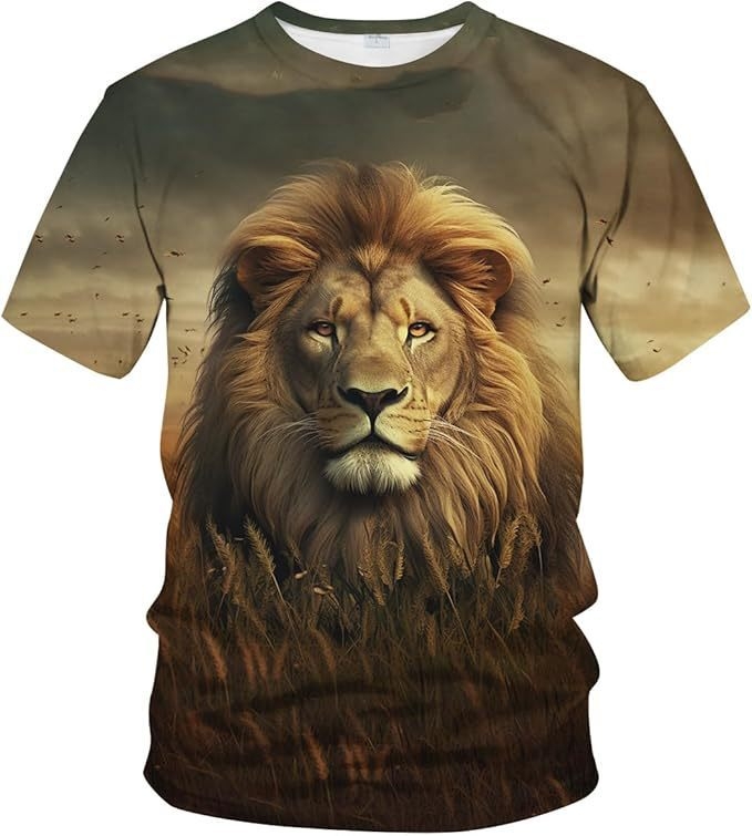 T shirt širokog kroja s 3D kamuflažnim printom, kratki rukavi, okrugli izrez, poliester materijal, digitalni tisak