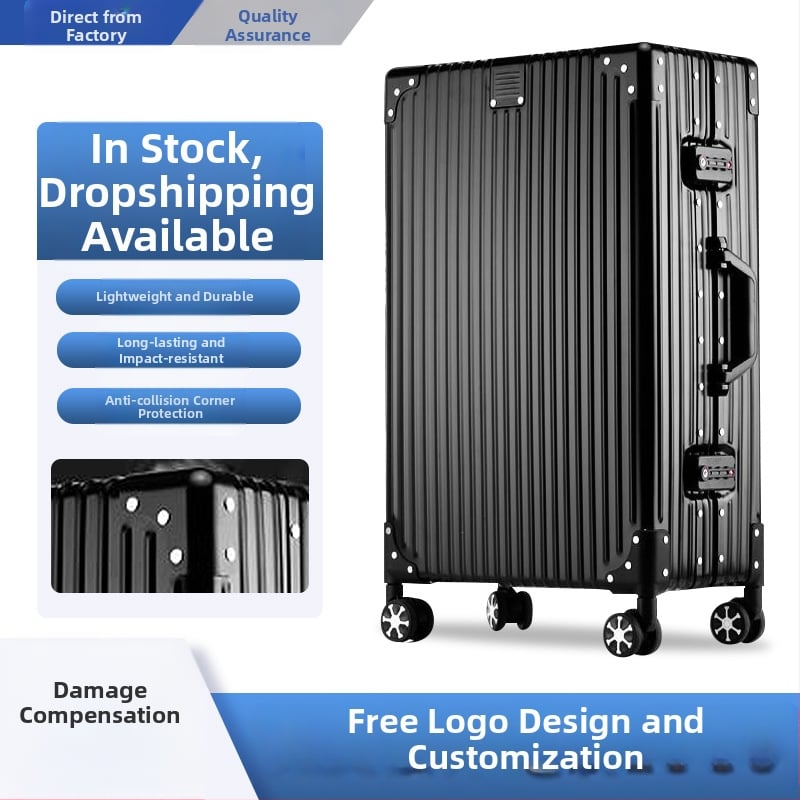 Valiză de călătorie complet din aluminiu pentru afaceri, corp din aliaj aluminiu-magneziu, încuciătoare TSA, roți universale, design dreptunghiular