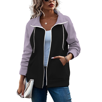 Βαμβακερός καρντάγκαν με χρωματικά blocks, ελεύθερη γραμμή, μακριά μανίκια, πέτο