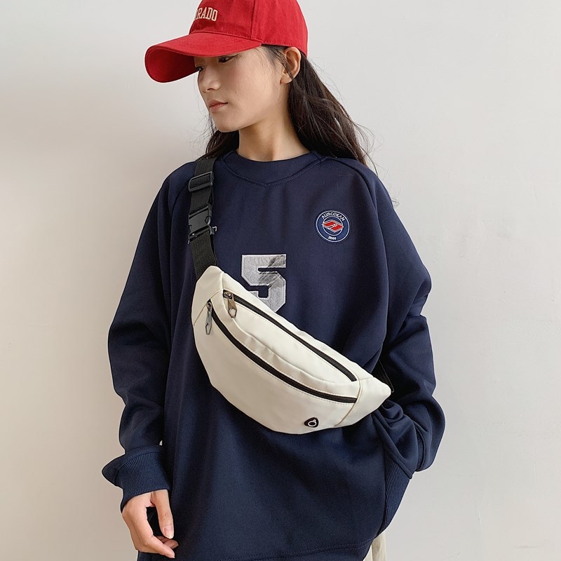 Vyriška Oxford audinio crossbody rankinė su užtrauktuku, poliesterio pamušalas, ID kortelės kišenė, vidinė patch kišenė