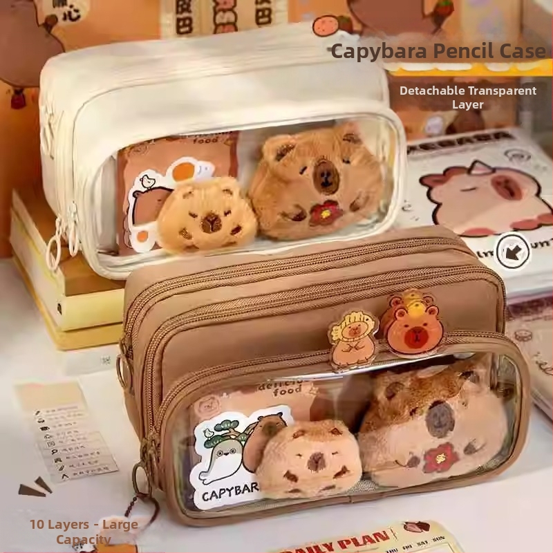 Калъф за моливи с голям капацитет, платнен, за ученици от началното до гимназиалното образование, корейски стил