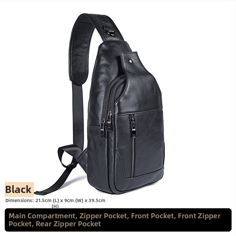 Vyriski odinė krūtinės rankinė, viršutinio sluoksnio karvės odos, atspari vandeniui, miesto stilius, per petį