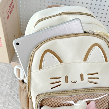 Διαφανής σάκος πλάτης σε ιαπωνικού στυλ για κορίτσια, για μαθητές 3–6 τάξης, νάιλον, ζωώδες μοτίβο, χωρητικότητας κάτω από 20 λίτρα, συμβατός με φορητό 15 ιντσών, αναπνέουσα, αδιάβροχη και αντιβακτηριακή