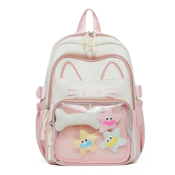 Διαφανής σάκος πλάτης σε ιαπωνικού στυλ για κορίτσια, για μαθητές 3–6 τάξης, νάιλον, ζωώδες μοτίβο, χωρητικότητας κάτω από 20 λίτρα, συμβατός με φορητό 15 ιντσών, αναπνέουσα, αδιάβροχη και αντιβακτηριακή