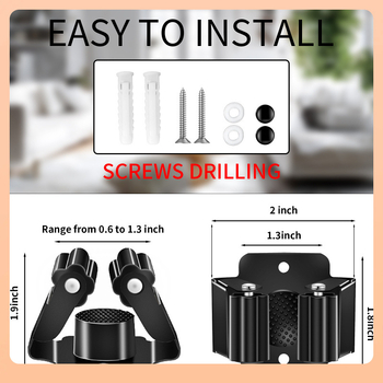 Ανοξείδωτος κλιπ τοίχου για σφουγγαρίστρα και σκούπα, χωρίς διάτρηση – οργάνωση μπάνιου, γυαλιστερή επιφάνεια