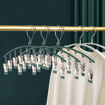 Сушилен рафт от неръждаема стомана с 10 щипки, многоредови куки и модерен минималистичен дизайн