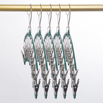 Ανοξείδωτος ράφι στεγνώματος ρούχων με 10 κλιπ, πολλαπλών σειρών αγκίστρα, μοντέρνος μινιμαλιστικός σχεδιασμός