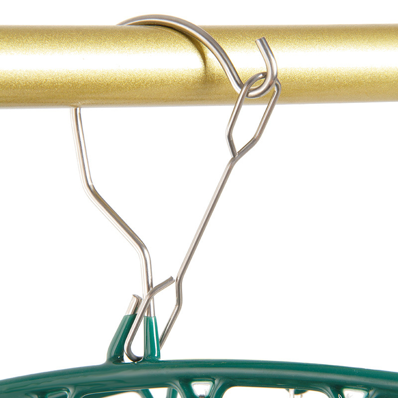 Сушилен рафт от неръждаема стомана с 10 щипки, многоредови куки и модерен минималистичен дизайн