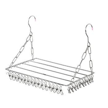 Nerūdijančio plieno skalbinių pakabos, mobilus džiovinimo stovas su apvaliu spaustuko dizainu, modelis DC022