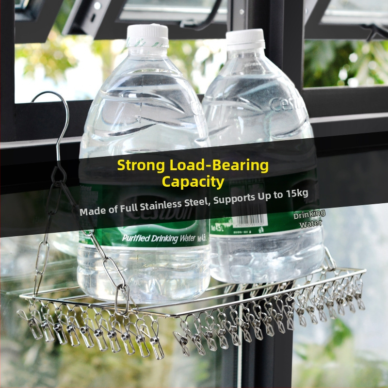 Nerūdijančio plieno skalbinių pakabos, mobilus džiovinimo stovas su apvaliu spaustuko dizainu, modelis DC022