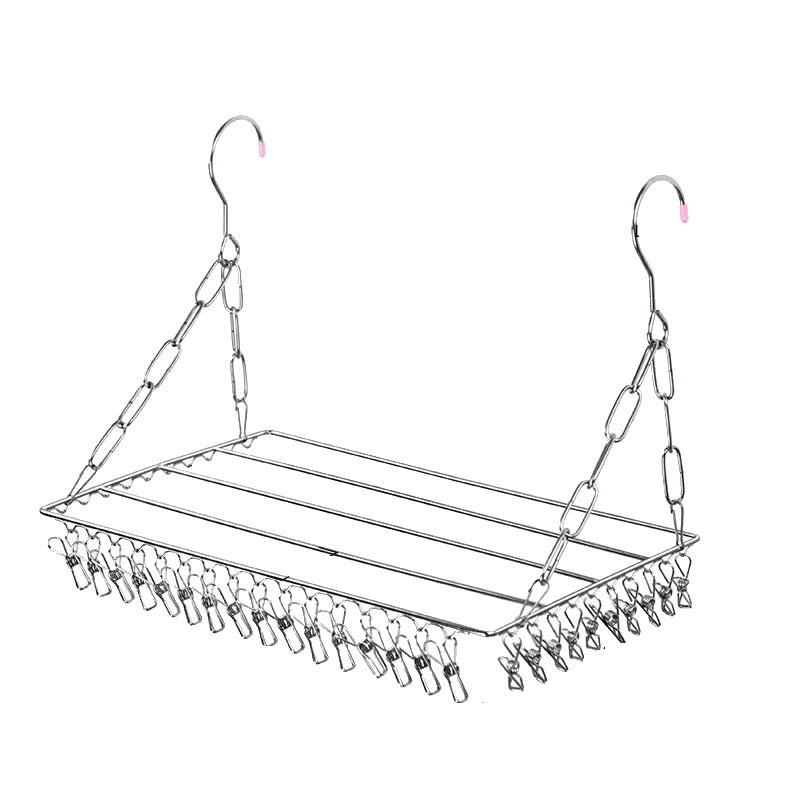 Nerūdijančio plieno skalbinių pakabos, mobilus džiovinimo stovas su apvaliu spaustuko dizainu, modelis DC022