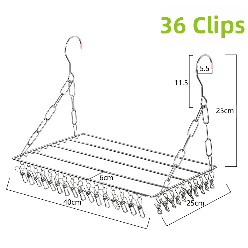 Nerūdijančio plieno skalbinių pakabos, mobilus džiovinimo stovas su apvaliu spaustuko dizainu, modelis DC022