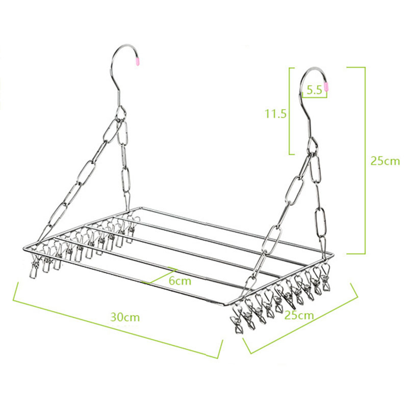 Nerūdijančio plieno skalbinių pakabos, mobilus džiovinimo stovas su apvaliu spaustuko dizainu, modelis DC022