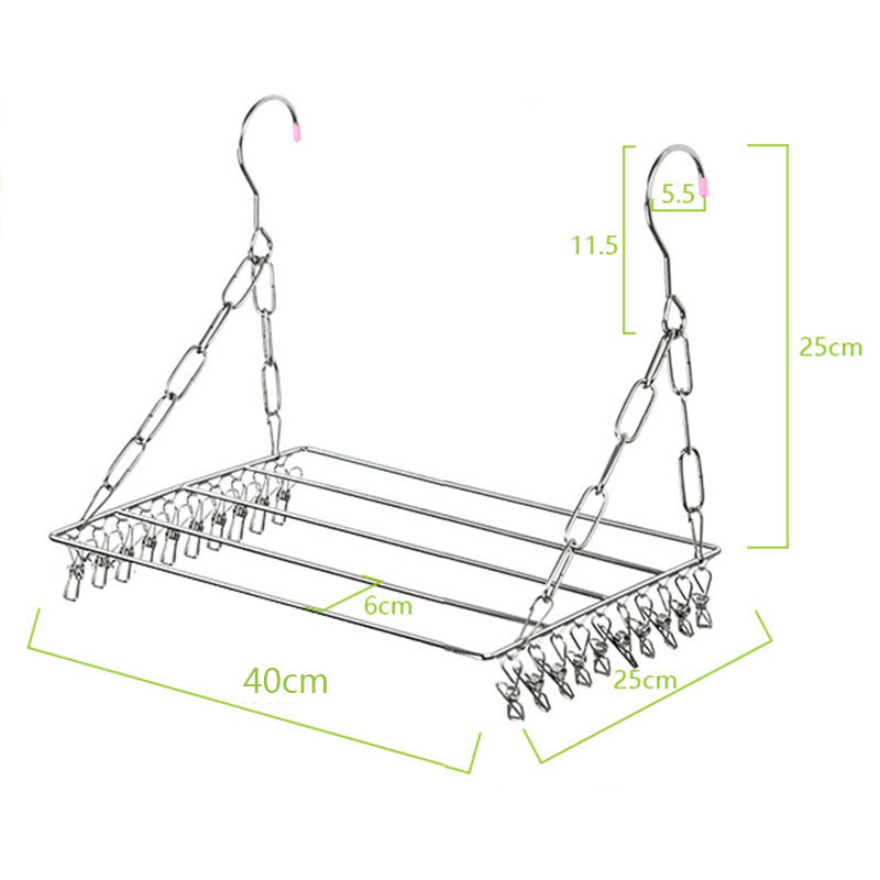 Nerūdijančio plieno skalbinių pakabos, mobilus džiovinimo stovas su apvaliu spaustuko dizainu, modelis DC022