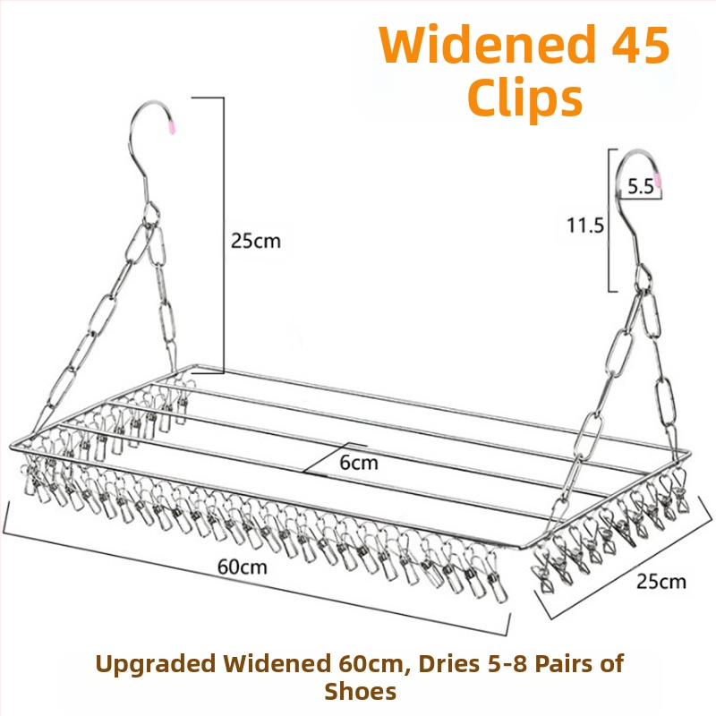 Nerūdijančio plieno skalbinių pakabos, mobilus džiovinimo stovas su apvaliu spaustuko dizainu, modelis DC022