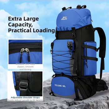 Nailona pārgājienu mugursoma, ergonomiska muguras daļa ar fizioloģisku līkni, nodilumizturīga, mitrā/sausā atdalīšana, poliestera oderējums