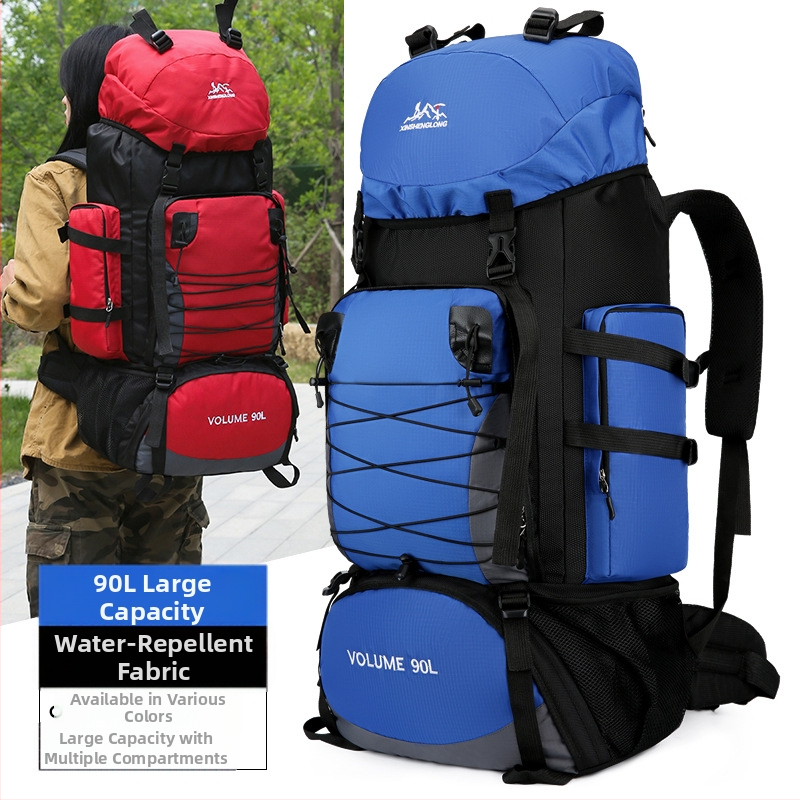 Раница за туристически походи: найлонова конструкция, ергономична облегалка с физиологичен контур, разделение мокро/сухо, полиестерна подплата