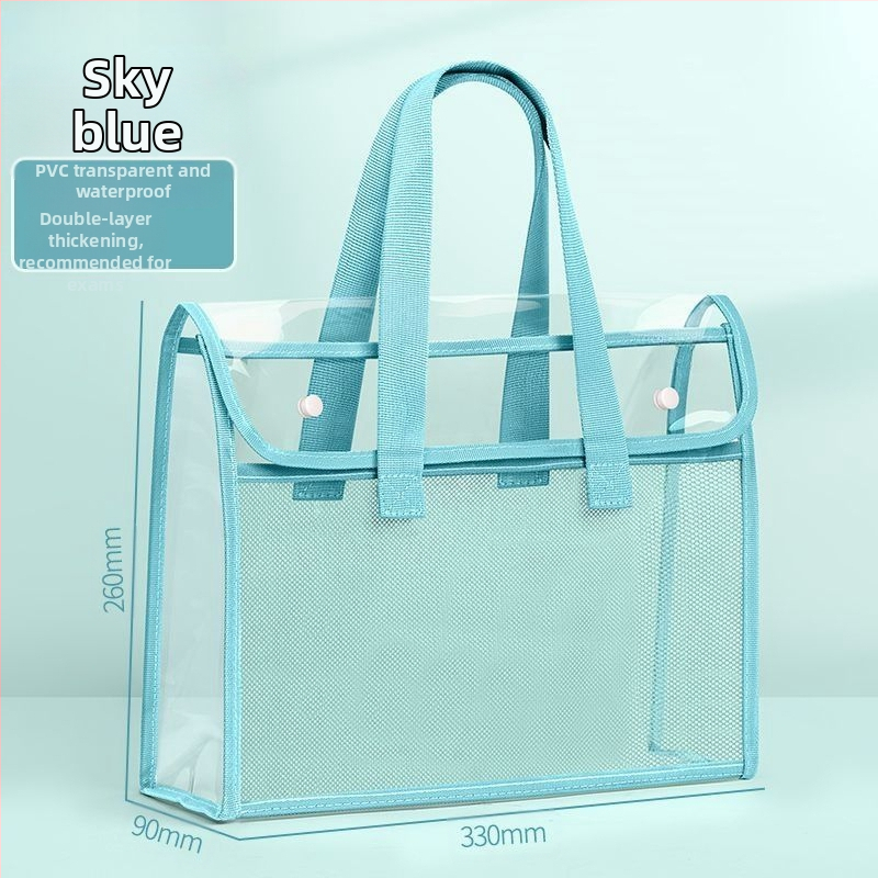 PVC чанта за документи със snap-on и наклонена форма, дебела конструкция, прозрачно и издръжливо съхранение на учебни документи и задачи